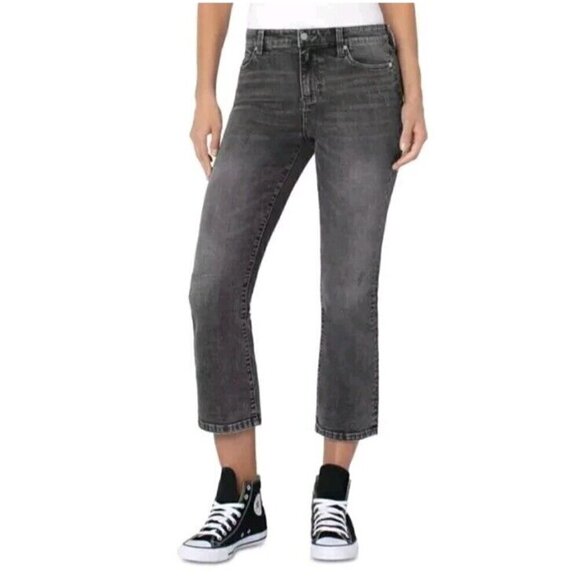 Liverpool Hannah High Rise Crop Flare Jeans Washed Black Women’s Size 4/27 - Picture 1 of 12
